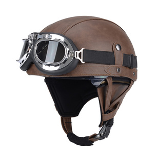 3C认证电动车头盔男女四季复古巡航半盔摩托车夏季骑行安全帽盔