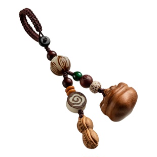 桃木柿柿如意包挂钥匙扣精致好柿花生挂件小礼物新款挂饰手工编绳