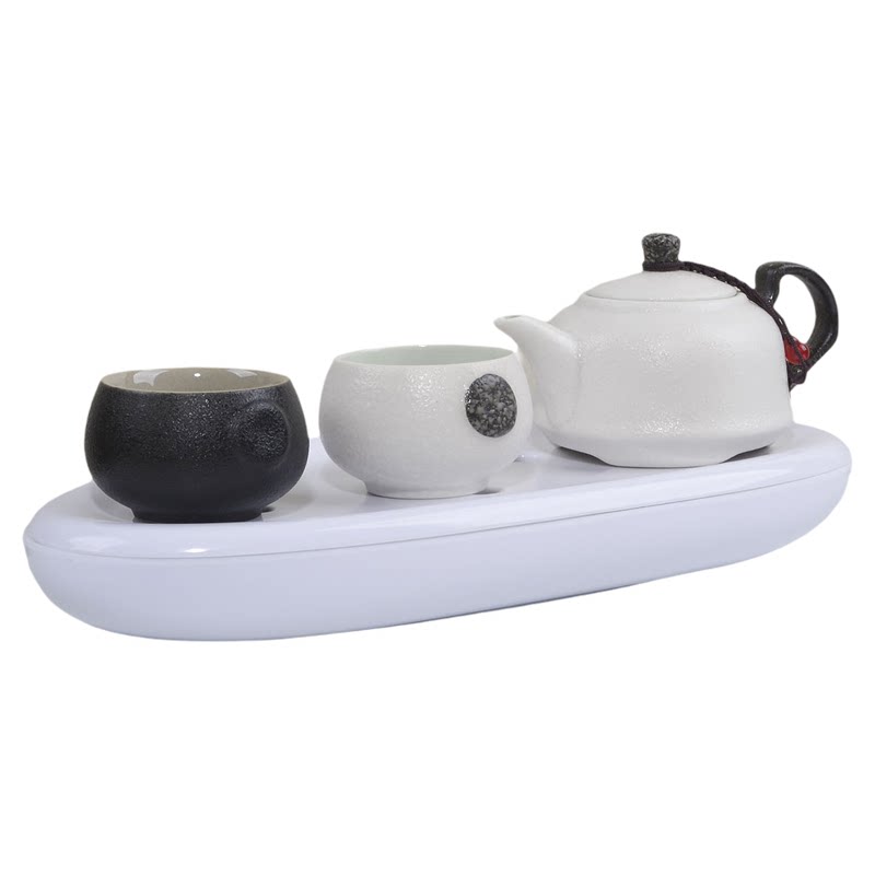日式家用白瓷简易两杯茶具小套装