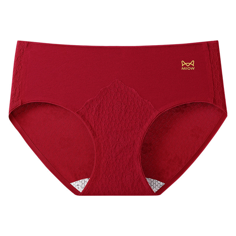 猫人本命年红色女士纯棉三角内裤