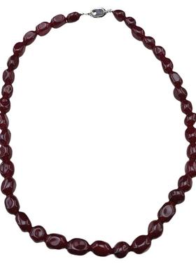 玛瑙石锁骨链女复古红色串珠项链