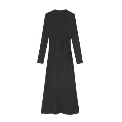 Maven Lin 精简优雅 半高领打底针织连衣裙女气质收腰a字内搭长裙