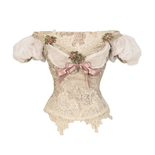 血液供给原创◆爱神的诗匣 爱德华优雅一字肩复古泡泡袖网纱上衣