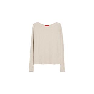 MAX&Co.女装宽松一字领裸色罗纹亚麻混纺毛衣6361015402