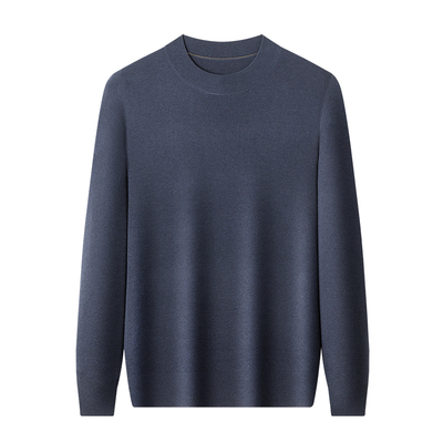 鄂尔多斯市精纺男士羊绒衫加厚款半高领品牌针织羊毛衫保暧打底衫