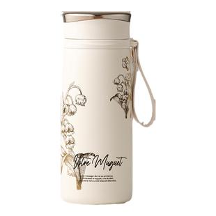 Vanow铃兰保温杯女生新款2025高颜值陶瓷内胆生日礼物泡茶水杯子