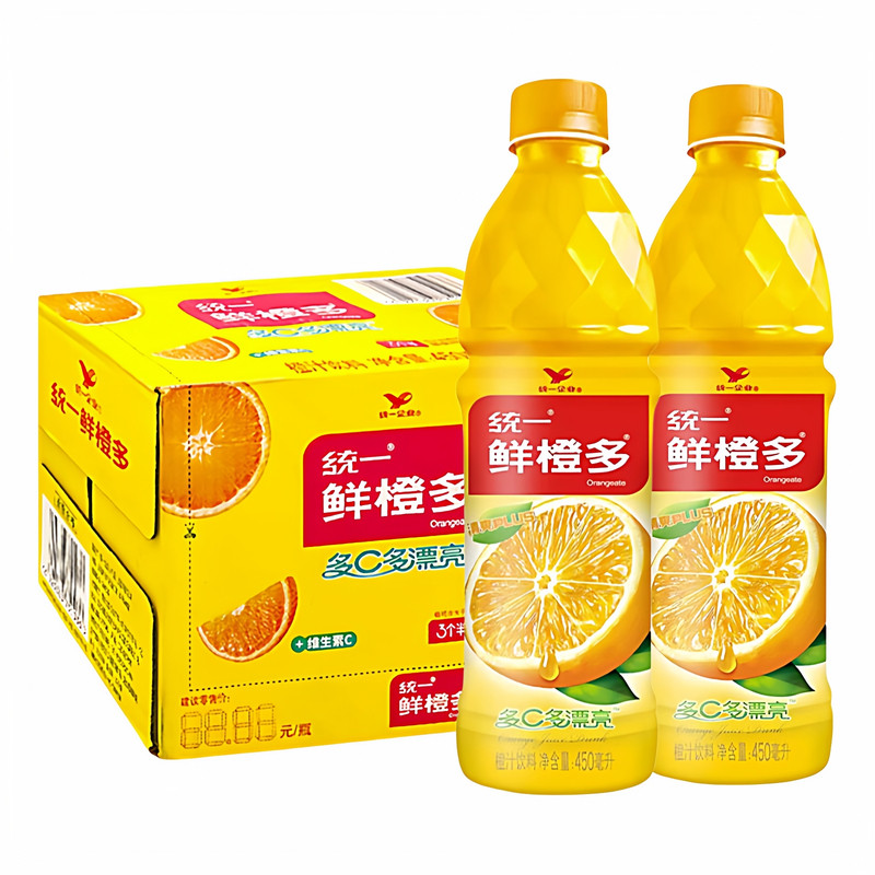 统一鲜橙多果汁450ml*15瓶整箱