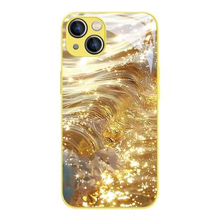 适用流水生金iphone16手机壳苹果14promax金色新款17/15plus唯美艺术13mini高级感苹果12招财11pro时尚xs玻璃