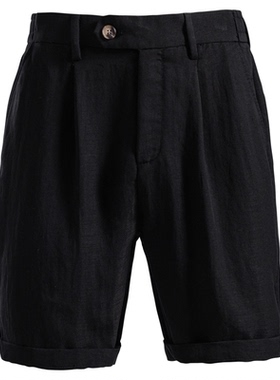 2026夏季老钱风短裤男美式休闲纯色大码卷边五分裤Men's shorts