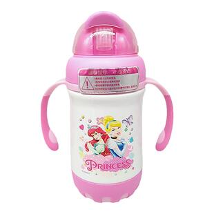 迪士尼保温杯真空吸管小水壶手柄背带两用套装米奇公主米妮苏菲亚