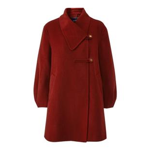 太平鸟女装新年款冬季时髦翻领灯笼袖A型双面呢大衣A1AAD4336