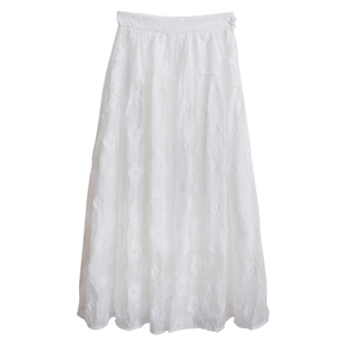 花吉Q580白色日系高腰光泽感花影半身裙2026新款夏宽松休闲半裙