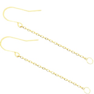 18K金耳钩玉平安扣长耳线耳坠耳环耳饰空托diy配件au750彩金