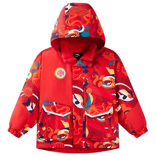 新年外套安踏儿童小童摇粒绒上衣春节红色户外防水厚外套宝宝冬装