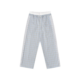 特惠6折起 EMPTY REFERENCE 美式复古原创蕾丝拼接格纹休闲裤