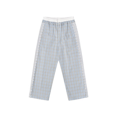 特惠6折起 EMPTY REFERENCE 美式复古原创蕾丝拼接格纹休闲裤