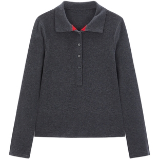 【商场同款】太平鸟25秋新款撞色假两件半开襟修身套衫A1EEF3407