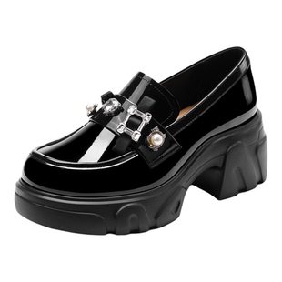 HS262512哈森商场同款2026春季新款粗跟英伦增高厚底乐福鞋女单鞋