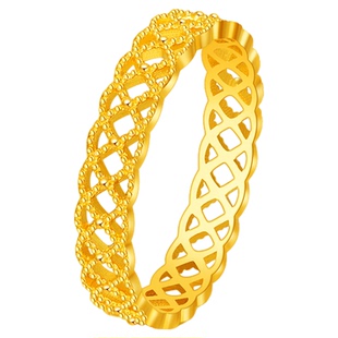 百泰黄金戒指999足金花丝女戒镂空5G金指环女结婚订婚戒表白礼物