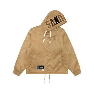 Aape旗舰店男装秋冬字母毛巾徽章绒面宽松连帽夹克外套7695XXP