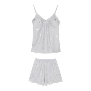 馨帮帮Homedress 蝴蝶结V领冰丝睡衣女夏季可外穿性感吊带家居服