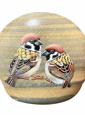 石材摆件中式客厅手绘饰品