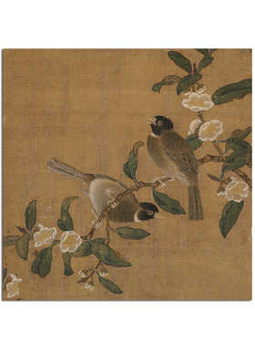 宋代花鸟装饰画复古禅意木质柜门装饰复古玄关客厅卧室过道壁画芯