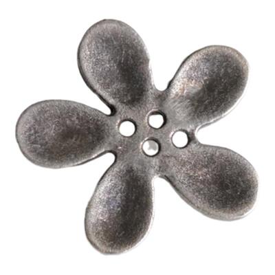 非金属ABS镀旧银色花朵纽扣