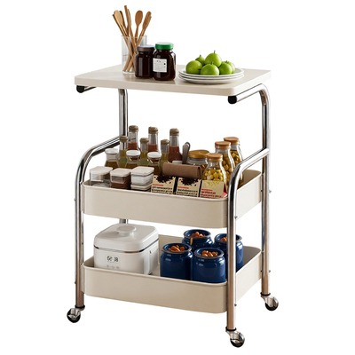 【电镀银全碳钢！】小推车置物架