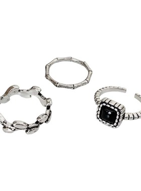 做旧竹节组合叠戴小众设计食指环