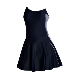 KISSINGGOURAMI黑白裙式连体泳衣女性感显瘦露背运动冲浪泳装度假