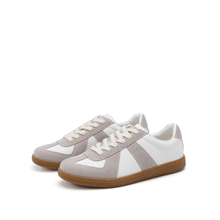 全牛皮德训鞋女款真皮内增高小白鞋女2025新款春秋百搭运动休闲鞋