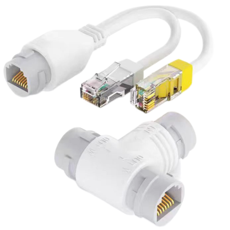 网口一分二分线器POE摄像头三通头无氧铜监控器材配件RJ45通用型