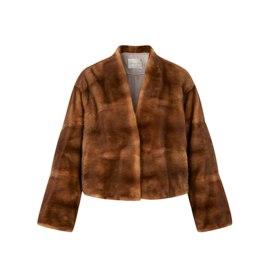 Sun雅乔【艳红啡】冬季贵妇加厚轻奢高档进口长袖水貂皮草外套女