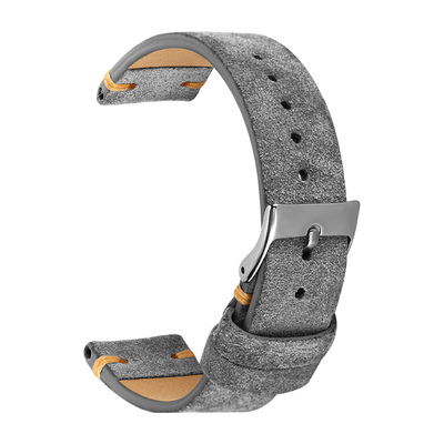 手工磨砂灰色适配复古真皮表带