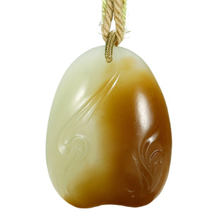 玉友和田玉随形吊坠男女款玉坠糖青白本玉随缘随心青云直上玉挂件