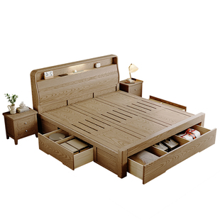 白蜡木实木床箱式床储物床全实木抽屉床2025新款广东佛山纯实木床