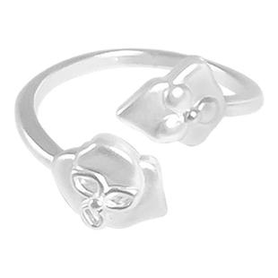 新中式花瓣开口戒指女银色旗袍汉服食指戒轻奢古风高级感小众配饰