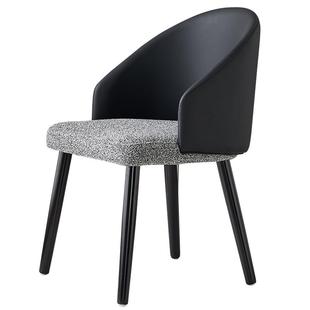 全友家居意式软包餐椅实木脚轻奢高级感客厅家用新款餐桌靠背椅子