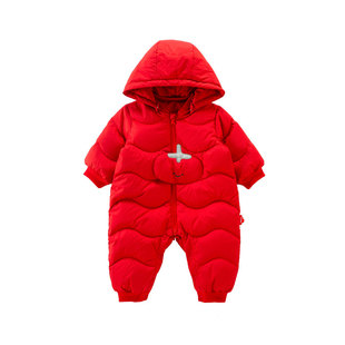 童泰婴儿连体衣鸭绒冬装棉服宝宝羽绒服2025新款男童女童外出哈衣
