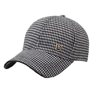 男士高端品牌帽子秋冬季2025新款棒球帽女潮牌千鸟格保暖鸭舌帽