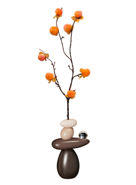 柿柿如意时来运转入户玄关装饰摆件轻奢高档客厅壁龛乔迁新居礼物