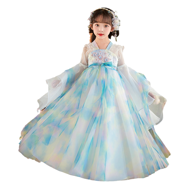 小女孩中国风汉服玉簪仙子花神