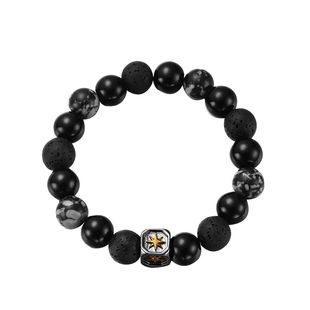 VOYAGE火山石黑色串珠手链男生小众高级感手串冷淡风男士男款配饰