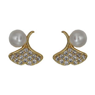 2026新款爆款耳环女精致小耳钉银杏叶仿珍珠耳坠巨好看小巧潮耳饰