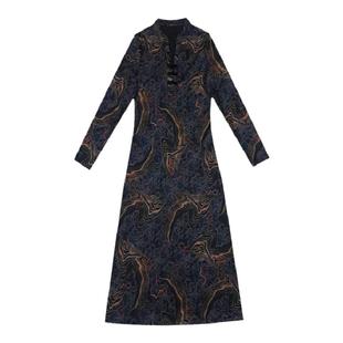 2025春秋新款改良版旗袍妈妈连衣裙气质显瘦阔太太打底裙遮肚减龄