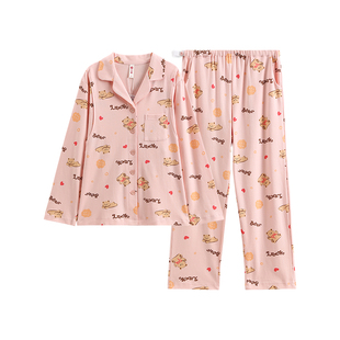 芬腾月子服纯棉长袖春秋季套装孕妇产后睡衣喂奶哺乳全棉家居服女