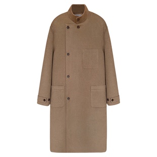 TRENDYWU 英伦经典“日暮”板栗棕立领双面羊毛呢过膝厚长款大衣