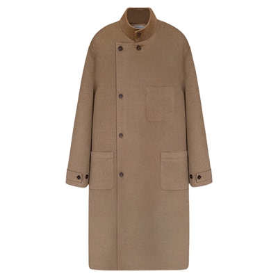 英伦板栗棕立领双面羊毛呢大衣