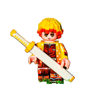 鬼灭之刃我妻善逸小人仔儿童拼装玩具动漫系列人物适用于乐高积木